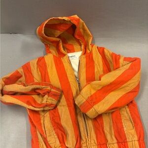 BizzXSiss Striped Orange and Yellow Hooded stoker Jacket size 5 EUC organic